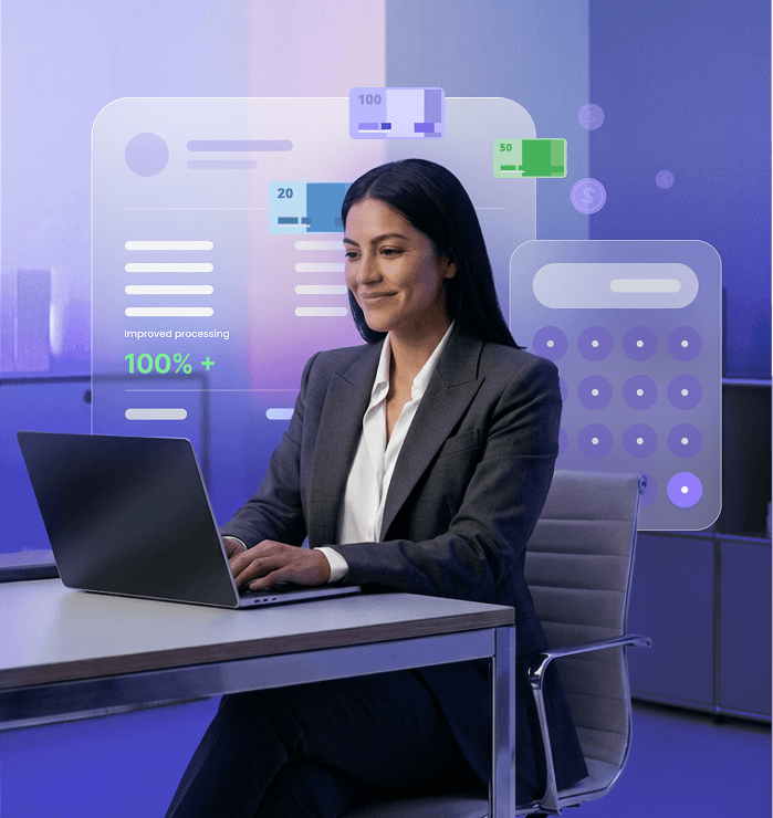 Payroll specialist working on a laptop